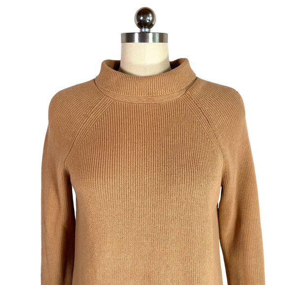 SOLD talbots tan 100% pima cotton ribbed knit sweater Mp petite medium - Picture 2 of 11